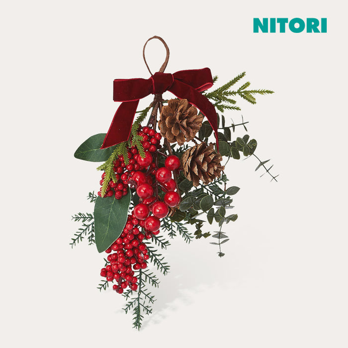 니토리 크리스마스 내츄럴 행잉 리스 레드