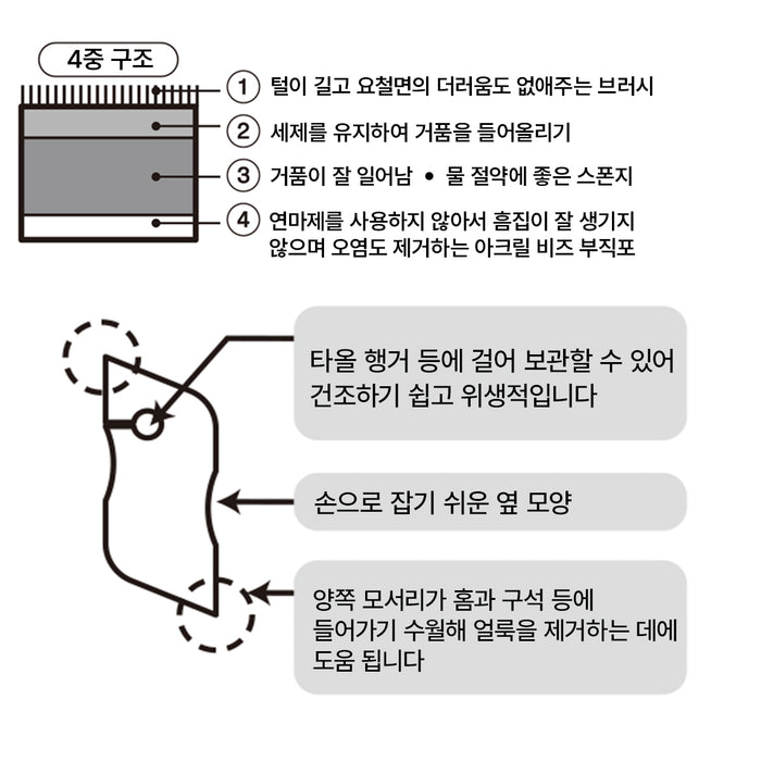 욕실 브러시 스펀지 아크릴 비즈