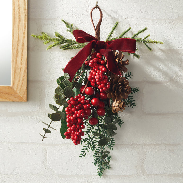 니토리 크리스마스 내츄럴 행잉 리스 레드