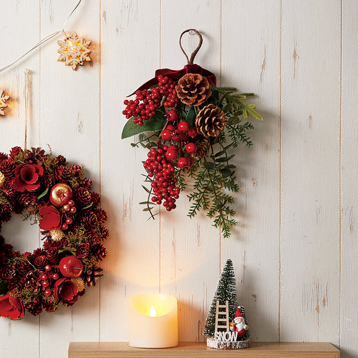 니토리 크리스마스 내츄럴 행잉 리스 레드